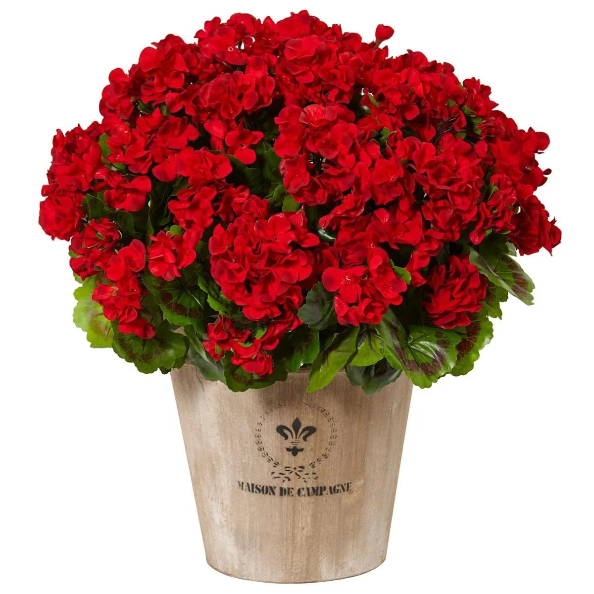 Artificial Geranium Silk Flower Bush Red 19 Inches Faux Geranium Flowers Plan