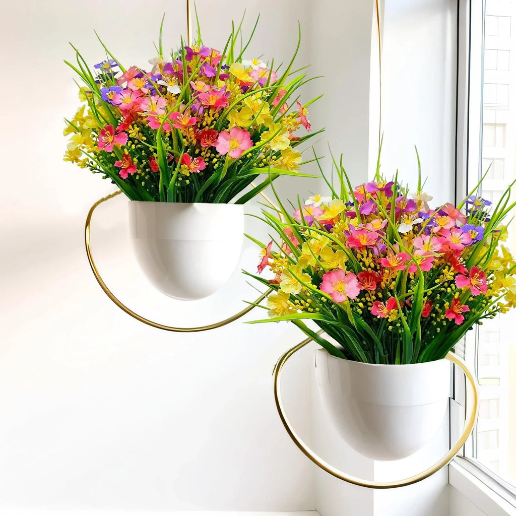 12 Bundles Artificial Flowers for Outdoor: UV Resistant Faux Silk Wildflowers