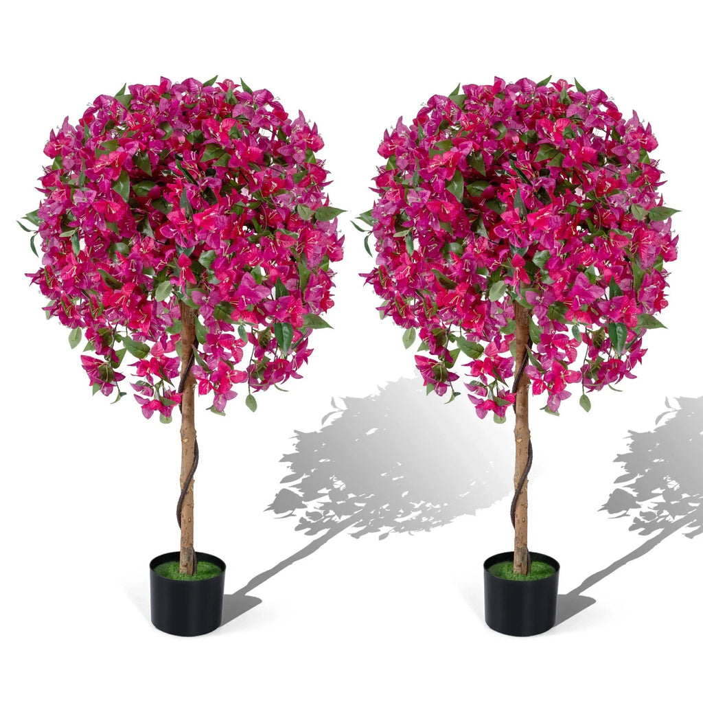 2 Pack Artificial Azalea Trees,51"Faux Floral Plants with Vivid Blooming Flowers